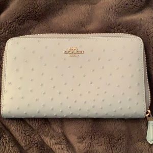 Coach Ostrich Continental Zip Around Wallet
